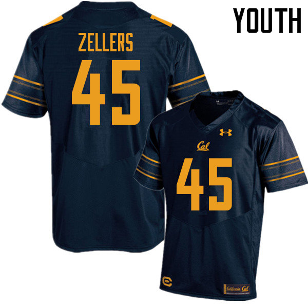 Youth #45 Slater Zellers Cal Bears UA College Football Jerseys Sale-Navy